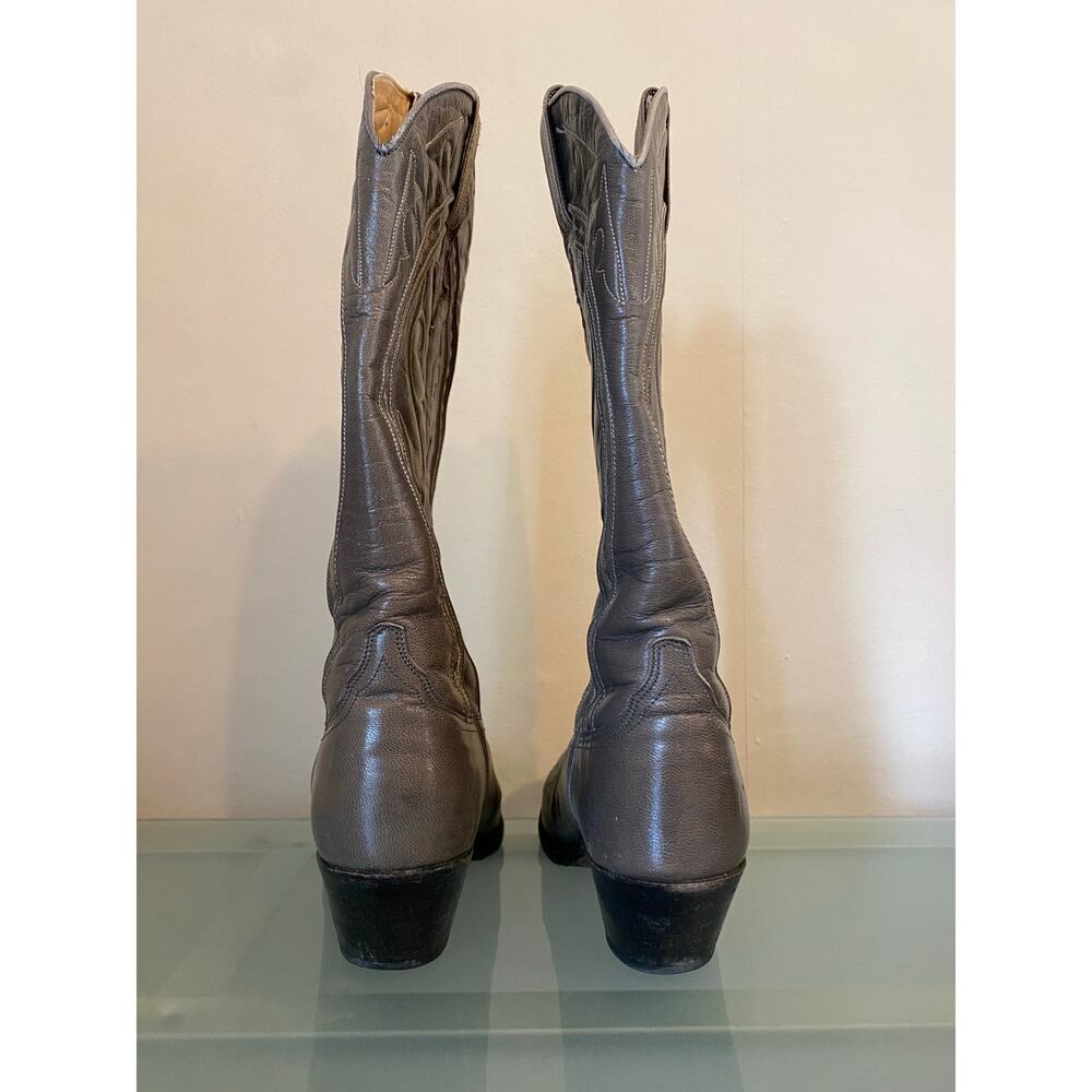 Womens Embroidered Dan Post Boots Size 7 Cowboy Western Gray Leather snip toe - Picture 4 of 8
